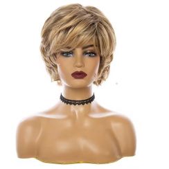 2 Pcs Womens Blonde Fluffy Short Hair Wig