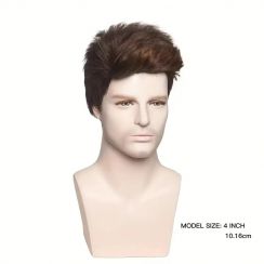 3 Pcs Mens Short Brown Wig