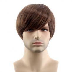 2 Pcs Modern Design Brown Mens Short Straight Hair Wigs