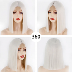 3 Packs White Chemical Fiber Straight Hair Headgear Wigs